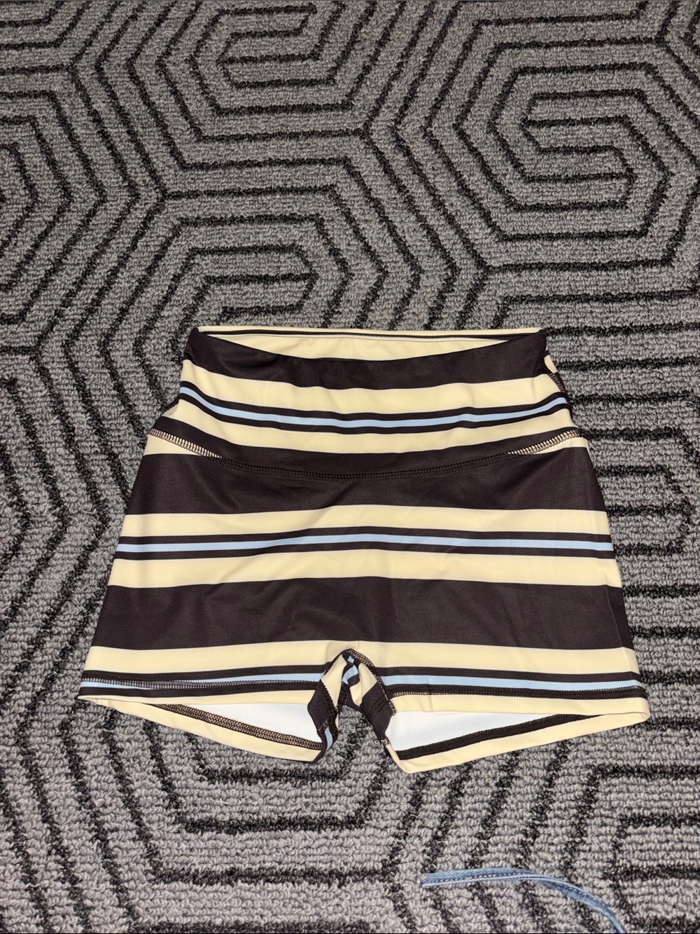 Striped High-Waist Women’s Shorts in Cream and Brown